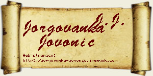 Jorgovanka Jovonić vizit kartica
